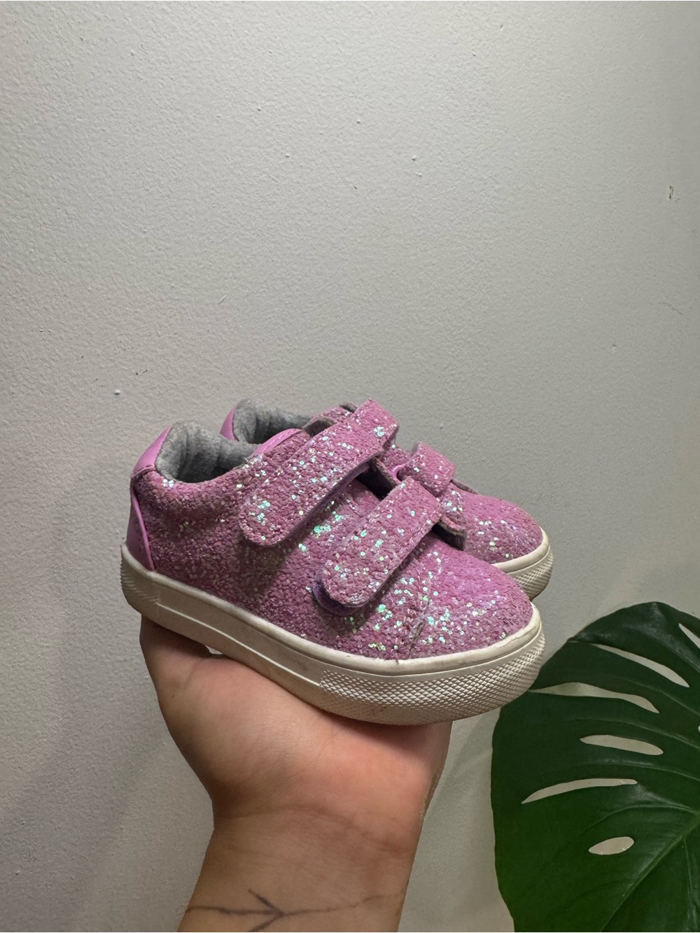 Cat & Jack Pink Glitter Velcro Sneakers for Kids